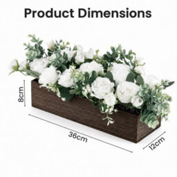 White Artificial Flower Arrangement With Planter Box - thumbnail 2