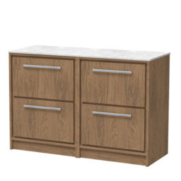 Hudson Reed Lille Floorstanding Four Drawer Contemporary Vanity Unit With Marble Worktop In Antique Oak, 1210 X 460mm - thumbnail 1