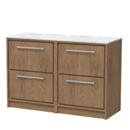 Hudson Reed Lille Floorstanding Four Drawer Contemporary Vanity Unit With Marble Worktop In Antique Oak, 1210 X 460mm - thumbnail 2