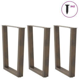 Berkfield Dining Table Legs V-Shape 3 Pcs Natural Steel 70X(72-73.3) Cm Steel - thumbnail 3