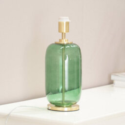Valuelights Leigh Forest Green Glass And Gold Detail Table Lamp Base - thumbnail 4