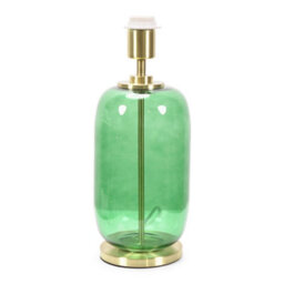 Valuelights Leigh Forest Green Glass And Gold Detail Table Lamp Base - thumbnail 2