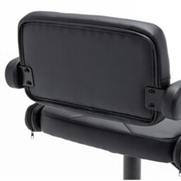 Black Plush Extra Wide Swivel Gas Lift Bar Stool Kitchen Chair - thumbnail 3