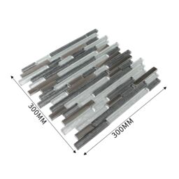 GoodHome Foxe Grey Muretto Polished Gloss Flat Glass Mosaic Tile Sheet, (L)300mm (W)300mm - thumbnail 8