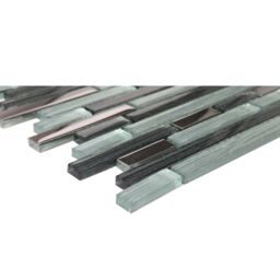 GoodHome Foxe Grey Muretto Polished Gloss Flat Glass Mosaic Tile Sheet, (L)300mm (W)300mm - thumbnail 3