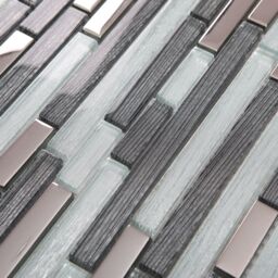 GoodHome Foxe Grey Muretto Polished Gloss Flat Glass Mosaic Tile Sheet, (L)300mm (W)300mm - thumbnail 4