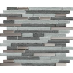 GoodHome Foxe Grey Muretto Polished Gloss Flat Glass Mosaic Tile Sheet, (L)300mm (W)300mm - thumbnail 2