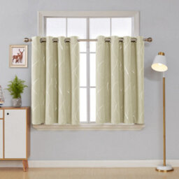 Deconovo Eyelet Blackout Curtains, Silver Wave Line Foil Printed Thermal Curtains For Boys Bedroom, 52 X 54 Inch, Beige, 1 Pair - thumbnail 4