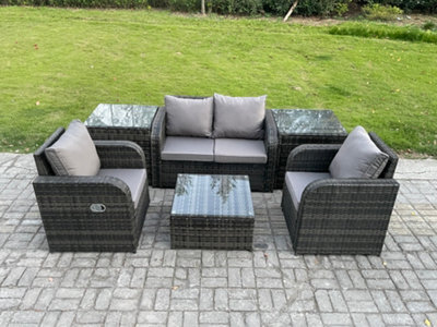 Fimous Wicker Pe Rattan Garden Furniture Set Outdoor Lounge Sofa Set With Love Sofa Square Coffee Table 2 Side Table - image 1