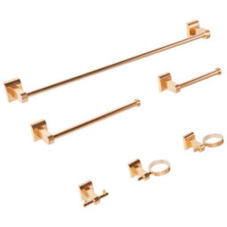 Beliani 6-Piece Bathroom Hardware Set Talara With Towel Bars And Hooks Gold - thumbnail 4