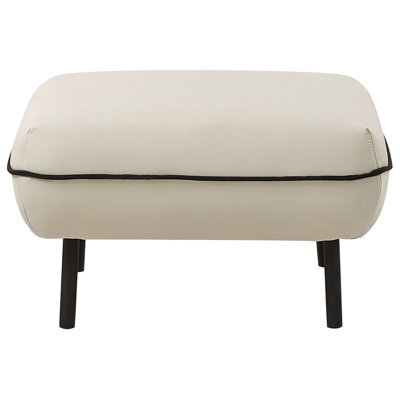 Wyld And Coco Casaluxe Ottoman Footstool, Light Beige Fabric, Black Edging, Eucalyptus Legs - 68 X 68 X 42 Cm - image 1