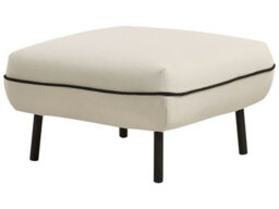 Wyld And Coco Casaluxe Ottoman Footstool, Light Beige Fabric, Black Edging, Eucalyptus Legs - 68 X 68 X 42 Cm - thumbnail 3
