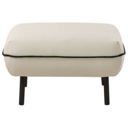 Wyld And Coco Casaluxe Ottoman Footstool, Light Beige Fabric, Black Edging, Eucalyptus Legs - 68 X 68 X 42 Cm - thumbnail 1