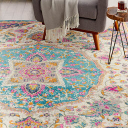 Ivory Multi Floral Persian Traditional Luxurious Rug For Living Room Bedroom And Dining Room-201Cm X 290Cm - thumbnail 3