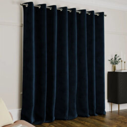 Ameha Navy Velvet Crushed Curtains Blackout Thermal Insulated Ring Top Ready Made Door Curtain Single Panel 66'' X 84'' - thumbnail 9