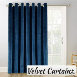 Ameha Navy Velvet Crushed Curtains Blackout Thermal Insulated Ring Top Ready Made Door Curtain Single Panel 66'' X 84''