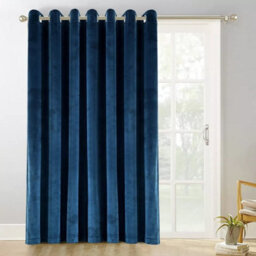 Ameha Navy Velvet Crushed Curtains Blackout Thermal Insulated Ring Top Ready Made Door Curtain Single Panel 66'' X 84'' - thumbnail 3
