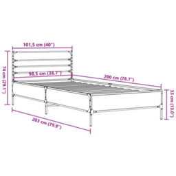 Berkfield Bed Frame Without Mattress Grey Sonoma 100X200 Cm - thumbnail 9