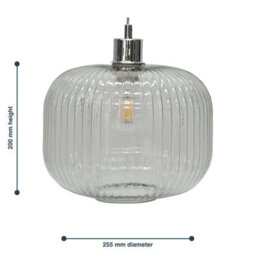 First Choice Lighting Set Of 2 Batley Large - Clear Ribbed Glass Easy Fit Pendant Shades - thumbnail 6