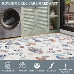 London Boutique 60X180Cm Mushroom Butterfly Runner Rug, Washable Non-Slip Low Pile Carpet For Nursery, Bedroom, Living Room, Beige - thumbnail 7