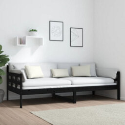 Berkfield Day Bed Black Solid Wood Pine 90X200 Cm - thumbnail 4