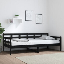 Berkfield Day Bed Black Solid Wood Pine 90X200 Cm