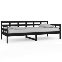 Berkfield Day Bed Black Solid Wood Pine 90X200 Cm - thumbnail 2