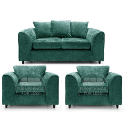 Furnishings For Less UK Monaco Chenille Fabric 3 Piece Sofa Set - 2 1 1 Teal