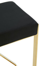 Premier Housewares Interiors By Premier Black Velvet Bar Stool, Gold Finish Frame Bar Chair With Footrest, Modern Design Home Stool For Living Area - thumbnail 5