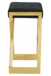Premier Housewares Interiors By Premier Black Velvet Bar Stool, Gold Finish Frame Bar Chair With Footrest, Modern Design Home Stool For Living Area - thumbnail 3
