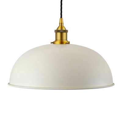 Clay White Worcester Painted Dome Pendant Light With Antique Gold Lamp Holder And Black Twisted Cable - Se Home - image 1