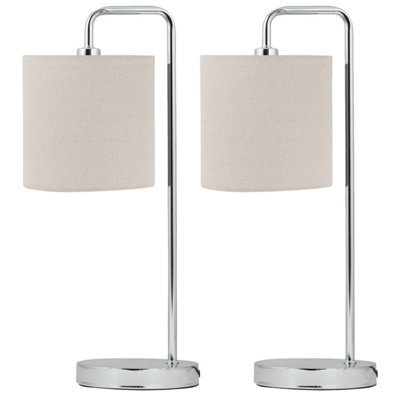 First Choice Lighting Set Of 2 Arched Table Lamps With Natural Linen Shades - image 1