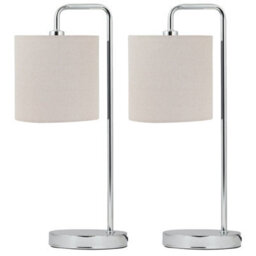 First Choice Lighting Set Of 2 Arched Table Lamps With Natural Linen Shades - thumbnail 1
