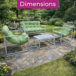 Neo 4 Pc Outdoor Metal Patio Furniture Set With Cushions Glass Coffee Table - thumbnail 6