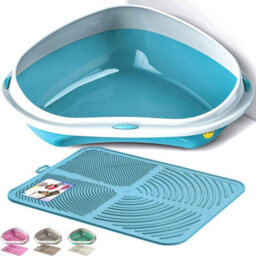 Cat Centre.Direct Cat Centre Large Corner Litter Tray With Nonslip Mat In Pink - thumbnail 6