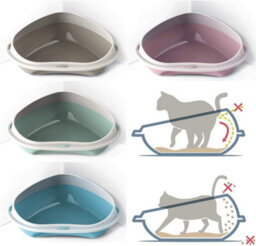Cat Centre.Direct Cat Centre Large Corner Litter Tray With Nonslip Mat In Pink - thumbnail 3