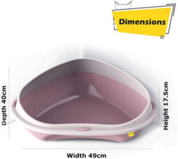 Cat Centre.Direct Cat Centre Large Corner Litter Tray With Nonslip Mat In Pink - thumbnail 2