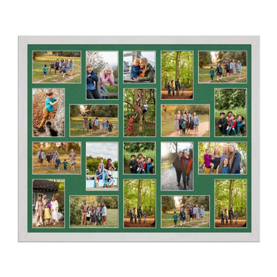 AK Frames 80X70Cm White Ash Modern Multi Photo Frame With Emerald Mount - Holds 20 Apertures (18X) 6X4, (2X) 4X4 Photos - image 1