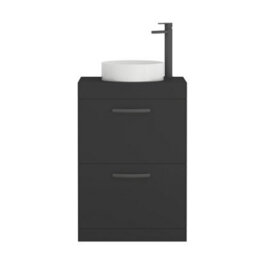 Royal Bathrooms Turin 800mm Matt Black Freestanding Worktop Bathroom 2 Drawers Vanity Unit With No Basin - thumbnail 5