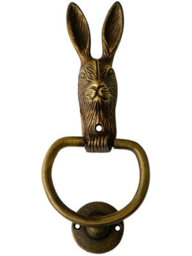 Ivyline Cast Iron Hare Door Knocker - Iron - L4 X W10.5 X H23.5 Cm - Antique Brass - thumbnail 1