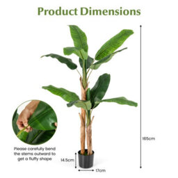 Costway 165Cm Tall Artificial Banana Tree Greenery Potted Plant W/ Double Stalks - thumbnail 2