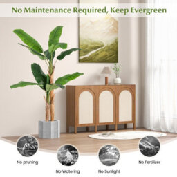 Costway 165Cm Tall Artificial Banana Tree Greenery Potted Plant W/ Double Stalks - thumbnail 8
