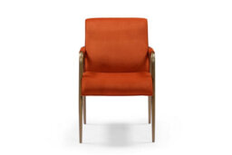 Wyld Haus Luxemburg Burnt Orange Velvet Armchair With Brass Arms - thumbnail 2