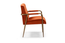 Wyld Haus Luxemburg Burnt Orange Velvet Armchair With Brass Arms - thumbnail 4