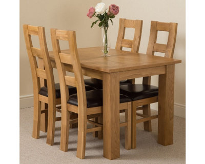 That's Furniture Hampton 120Cm - 160Cm Oak Extending Dining Table And 4 Chairs Dining Set With Yale Chairs - image 1