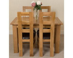That's Furniture Hampton 120Cm - 160Cm Oak Extending Dining Table And 4 Chairs Dining Set With Yale Chairs - thumbnail 2