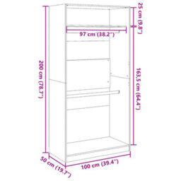 Vidaxl Wardrobe Concrete Grey 100X50X200 Cm Engineered Wood - thumbnail 9