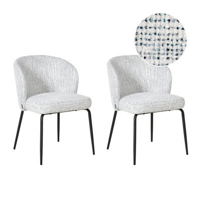 Beliani Set Of 2 Dining Chairs Zana Fabric White/ Blue - image 1