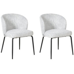 Beliani Set Of 2 Dining Chairs Zana Fabric White/ Blue - thumbnail 4