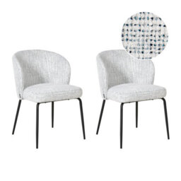 Beliani Set Of 2 Dining Chairs Zana Fabric White/ Blue - thumbnail 1